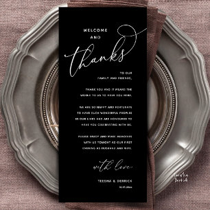 Tarjeta de agradecimiento para cena de boda, Bienv