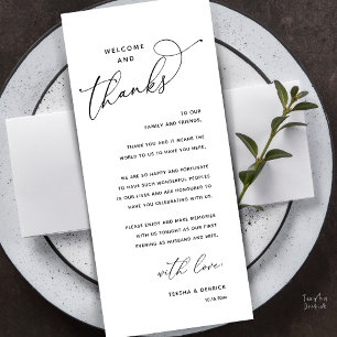 Tarjeta de agradecimiento para cena de boda, Bienv