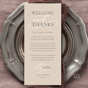Tarjeta de agradecimiento para cena de boda, Bienv
