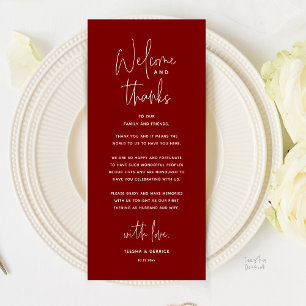 Tarjeta de agradecimiento para cena de boda, Bienv