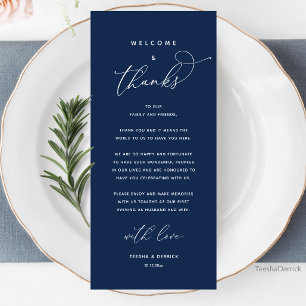 Tarjeta de agradecimiento para cena de boda, Bienv