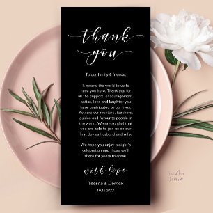 Tarjeta de agradecimiento para cena de boda blanca