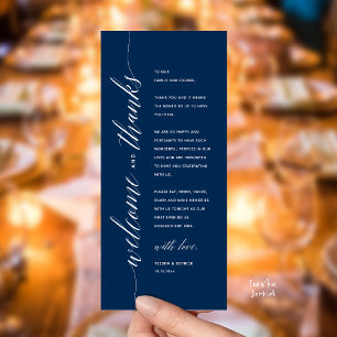Tarjeta de agradecimiento para cena de boda clásic
