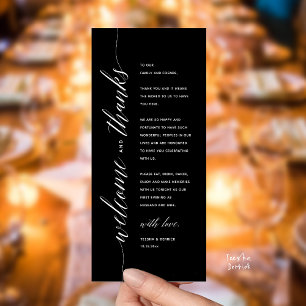 Tarjeta de agradecimiento para cena de boda clásic