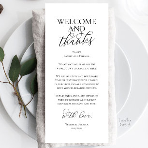 Tarjeta de agradecimiento para cena de boda de bie