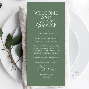 Tarjeta de agradecimiento para cena de boda de bie
