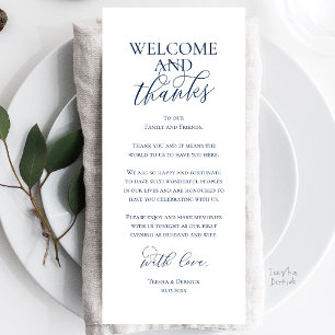 Tarjeta de agradecimiento para cena de boda de bie