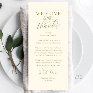 Tarjeta de agradecimiento para cena de boda de bie