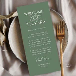 Tarjeta de agradecimiento para cena de boda de bie