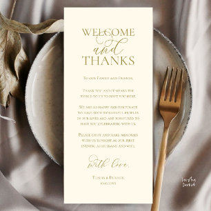 Tarjeta de agradecimiento para cena de boda de bie