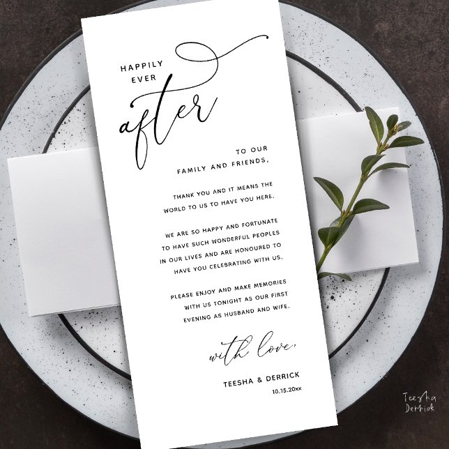 Tarjeta de agradecimiento para cena de boda Felice (Happily Ever After Wedding Dinner Thank You Card)