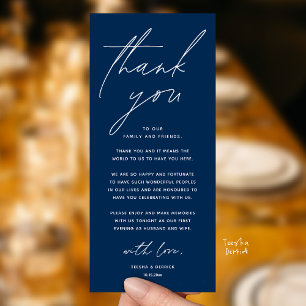 Tarjeta de agradecimiento para cena de boda minima