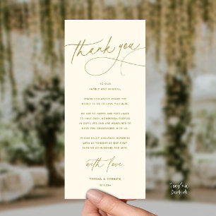 Tarjeta de agradecimiento para cena de boda románt