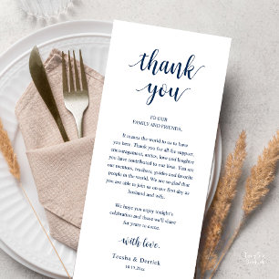 Tarjeta de agradecimiento para cena de boda rústic