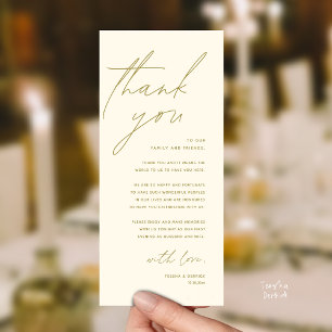 Tarjeta de agradecimiento para cena de recepción d