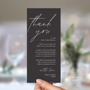 Tarjeta de agradecimiento para cena de recepción d