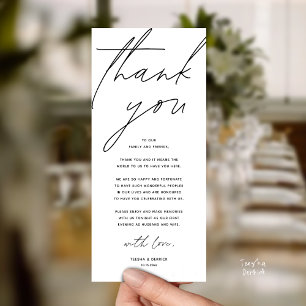 Tarjeta de agradecimiento para cena de recepción d
