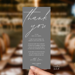 Tarjeta de agradecimiento para cena de recepción d