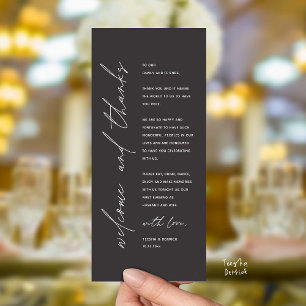 Tarjeta de agradecimiento para cena de recepción d