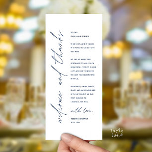 Tarjeta de agradecimiento para cena de recepción d
