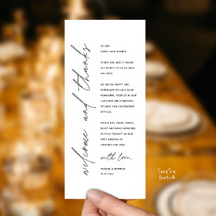 Tarjeta de agradecimiento para cena de recepción d