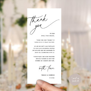 Tarjeta de agradecimiento para cena de recepción d