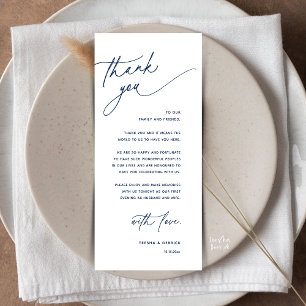 Tarjeta de agradecimiento para cena de recepción d