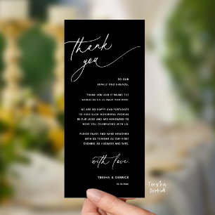 Tarjeta de agradecimiento para cena de recepción d
