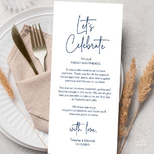 Tarjeta de agradecimiento para cena de recepción d
