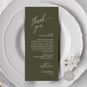 Tarjeta de agradecimiento para cena de recepción d