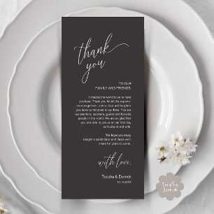 Tarjeta de agradecimiento para cena de recepción d
