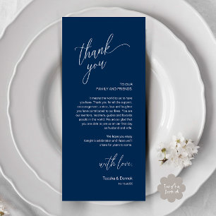 Tarjeta de agradecimiento para cena de recepción d