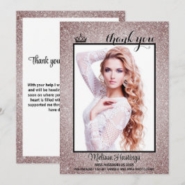 Tarjeta de agradecimiento para certamen de belleza