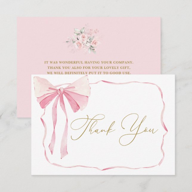 Tarjeta de agradecimiento para Chica Baby Shower B (Anverso / Reverso)