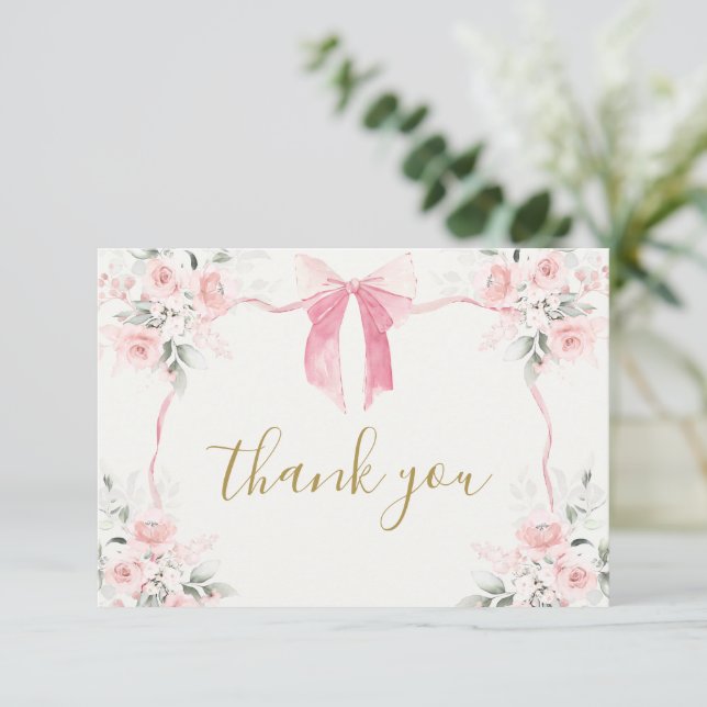 Tarjeta de agradecimiento para Chica Baby Shower B (Anverso de pie)