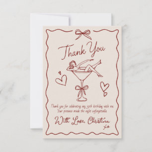 Tarjeta de agradecimiento para chica de Martini en