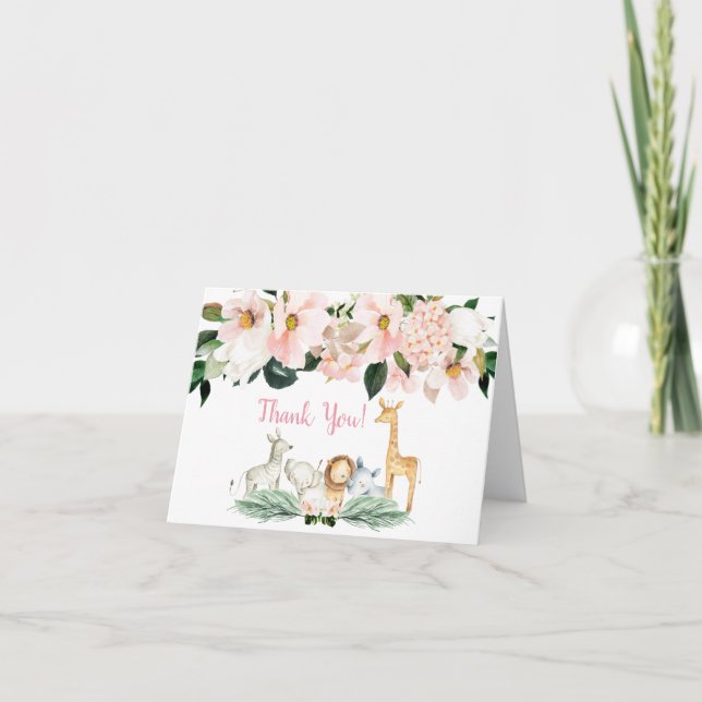 Tarjeta de agradecimiento para chica Safari Animal (Anverso)