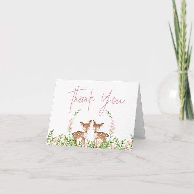 Tarjeta de agradecimiento para ciervos florales ro (Anverso)