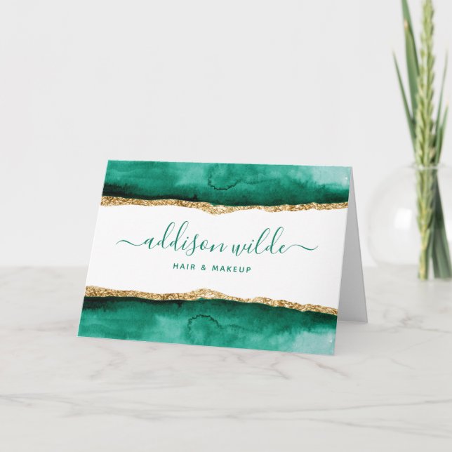 Tarjeta de agradecimiento para clientes en verde e (Anverso)