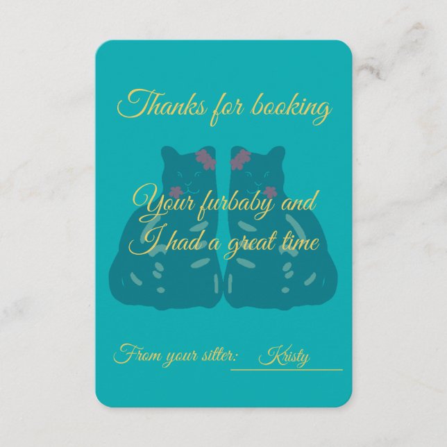 Tarjeta de agradecimiento para cuidador de gatos/m (Anverso)