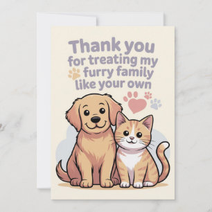Tarjeta de agradecimiento para cuidador de mascota