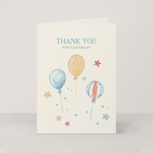 Tarjeta de agradecimiento para cumpleaños con glob (Balloon Daydream - Birthday Thank You Card)