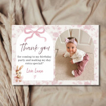 Tarjeta de agradecimiento para cumpleaños de niña