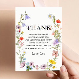 Tarjeta de agradecimiento para cumpleaños de niña 