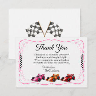 Tarjeta de agradecimiento para cuna Little Racer 
