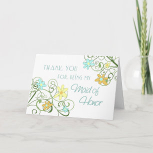 Tarjeta de agradecimiento para dama de honor con f