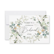 Tarjeta de agradecimiento para dama de honor con v