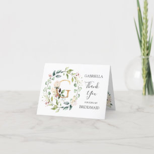 Tarjeta de agradecimiento para dama de honor Coron