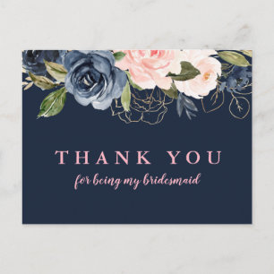 Tarjeta de agradecimiento para dama de honor flora