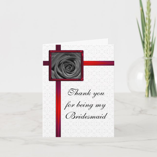 Tarjeta de agradecimiento para dama de honor Rosa  (Anverso)